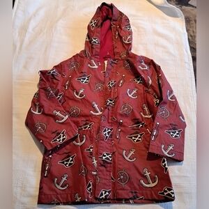 Gymboree boys size 5/6 Stripes & Anchor Pirate design red size Small raincoat